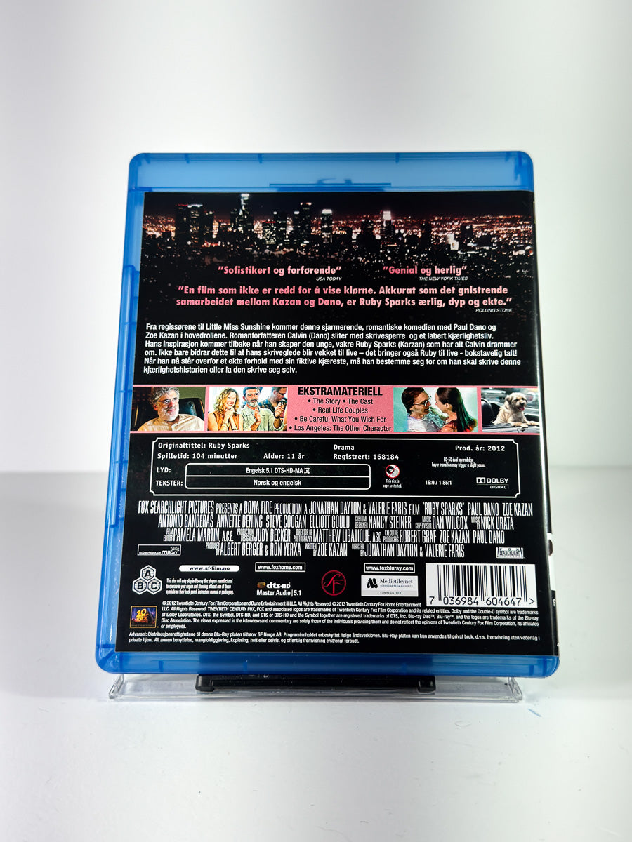 Bakside av cover til Ruby Sparks på Blu-ray