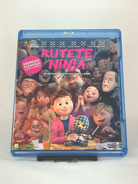 Blu-ray-cover for Rutete Ninja – brukt dansk animasjonsfilm med humor, forside fra Brukbar Film