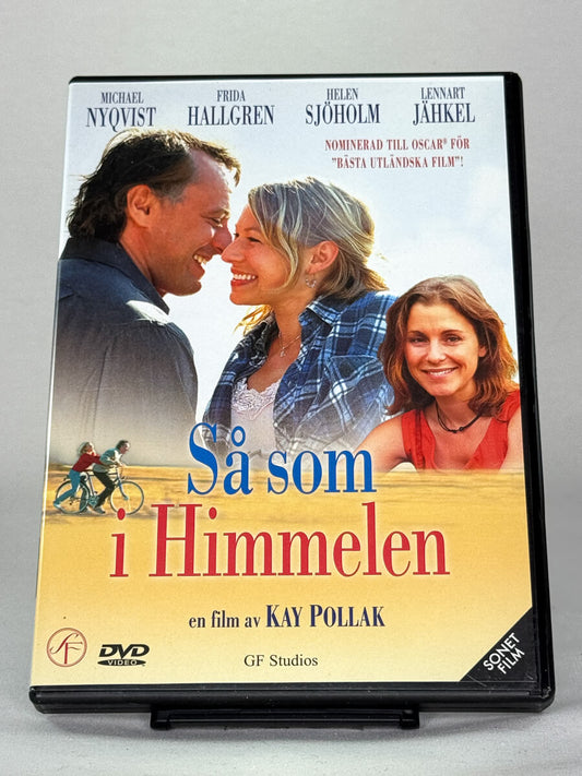 Forside av DVD-cover til Så som i Himmelen – svensk drama av Kay Pollak med Michael Nyqvist og Helen Sjöholm, brukt DVD hos Brukbar Film.