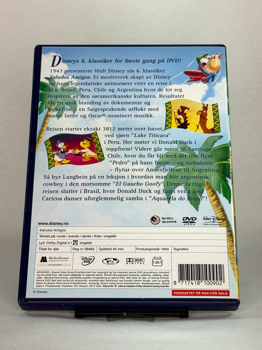 DVD-cover-bakside til filmen Saludos Amigos – Brukt DVD fra nettbutikken Brukbar Film