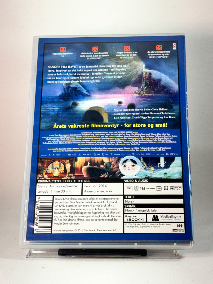 Bakside av DVD-coveret til Sangen fra havet, brukt original DVD hos Brukbar Film