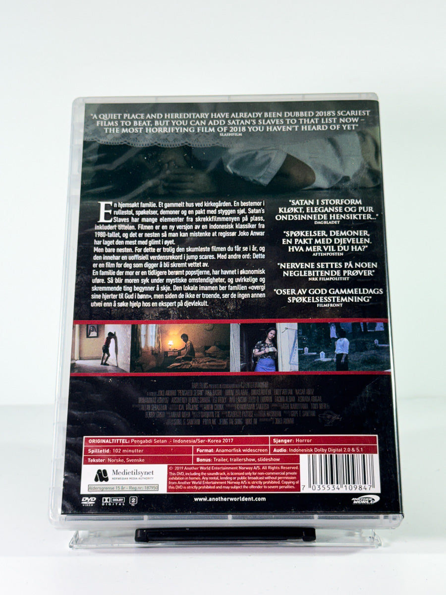 Bakside av cover til Satans Slaves, brukt original DVD hos Brukbar Film