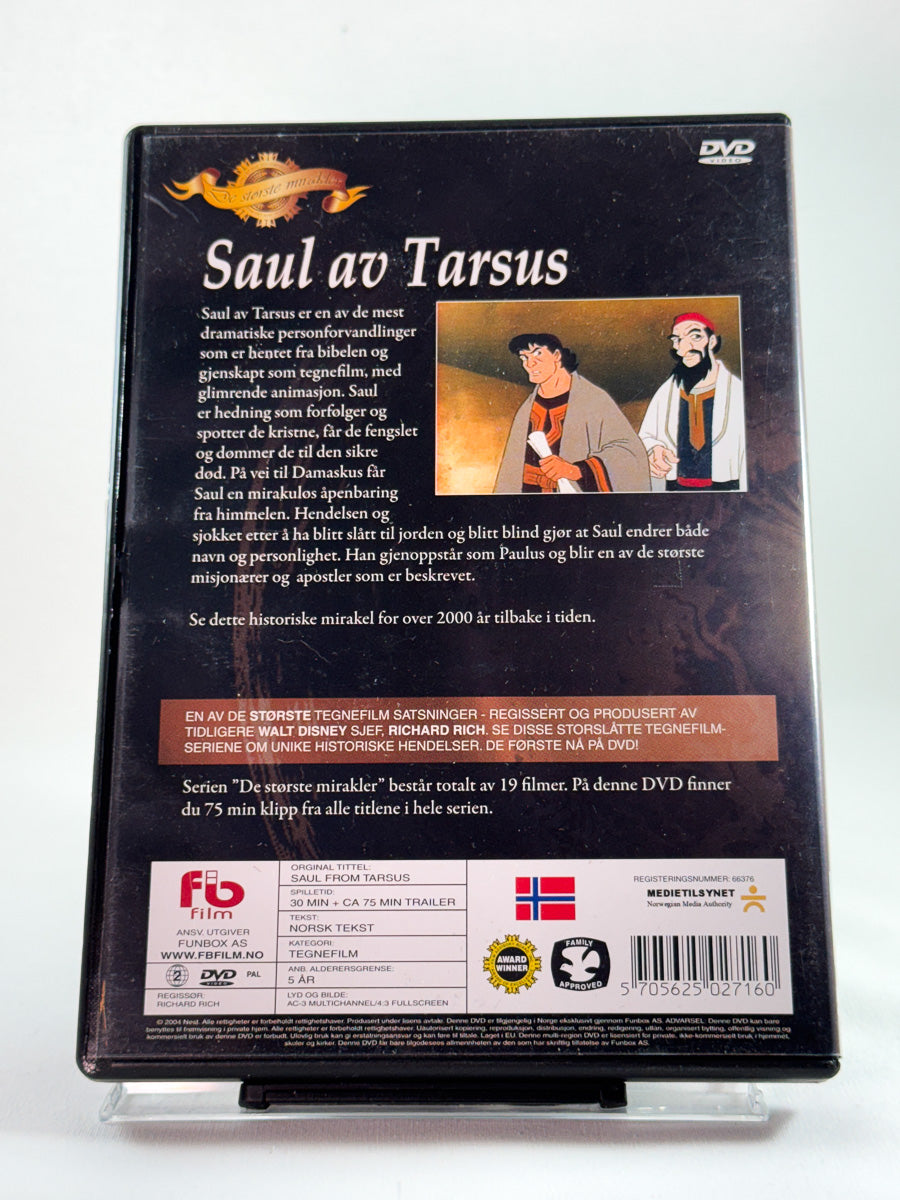 Bakside av DVD-cover til Saul av Tarsus, bruktfilm hos nettbutikken Brukbar Film