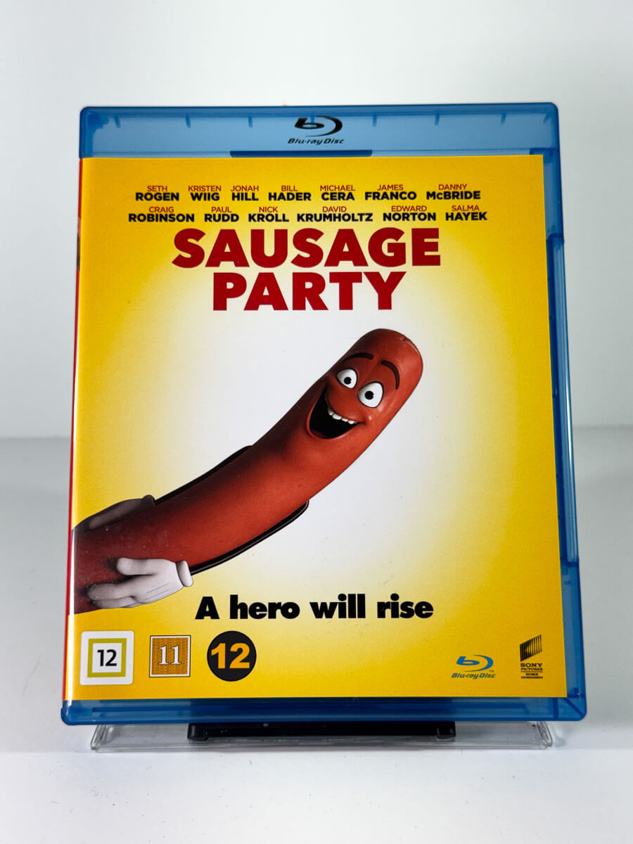 Forside av cover til Sausage Party, bruktfilm hos nettbutikken Brukbar Film