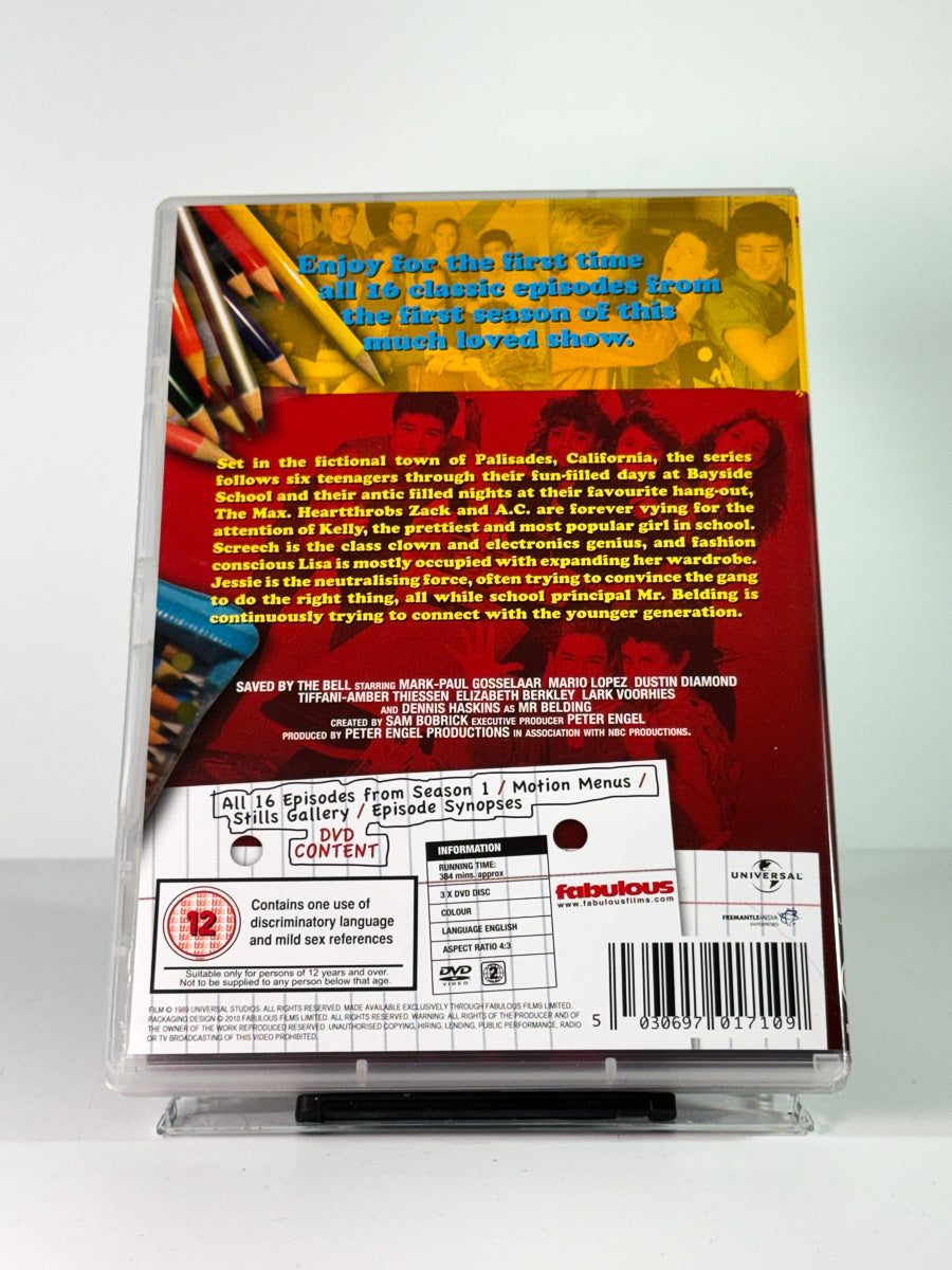 Bakside av cover til Saved by the Bell – Sesong 1, brukt DVD hos Brukbar Film