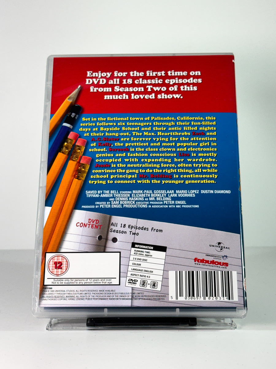 Bakside av cover til Saved by the Bell – Sesong 2, brukt original DVD hos Brukbar Film