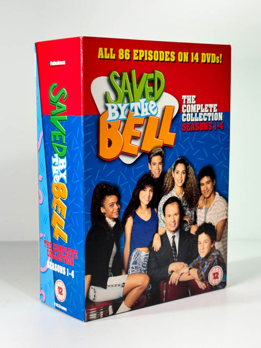 Forside av cover til Saved by the Bell – The Complete Collection Seasons 1–4, bruktfilm hos nettbutikken Brukbar Film