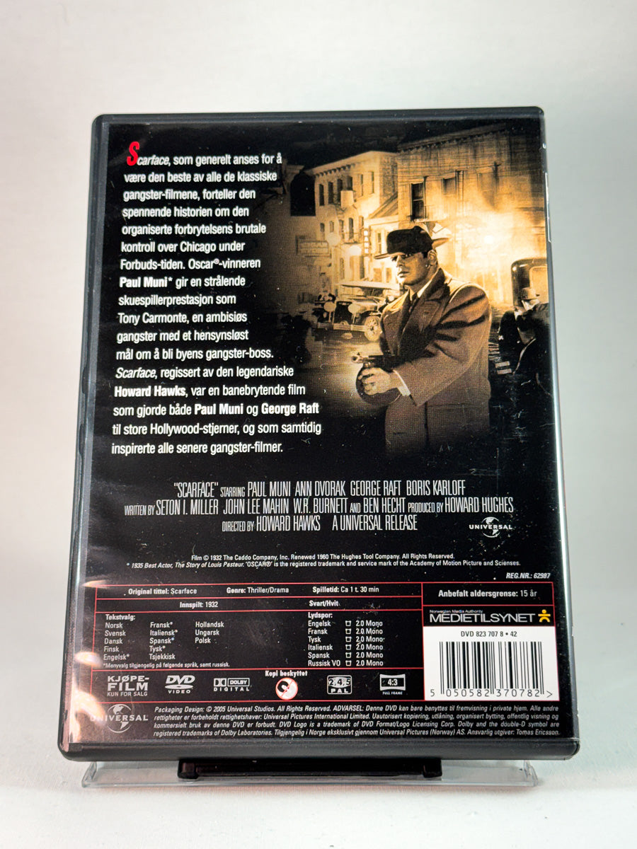 Bakside av cover til Scarface, brukt DVD hos Brukbar Film