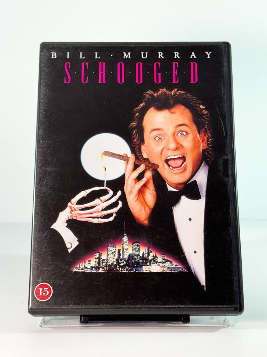 Forside av cover til scrooged, bruktfilm på DVD hos Brukbar Film