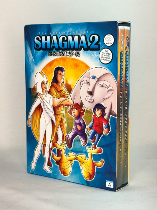 Forside av DVD-cover til Shagma 2 – Reisen til jordens indre (Episodene 27–52) – klassisk eventyrserie for barn og familie, brukt DVD hos Brukbar Film