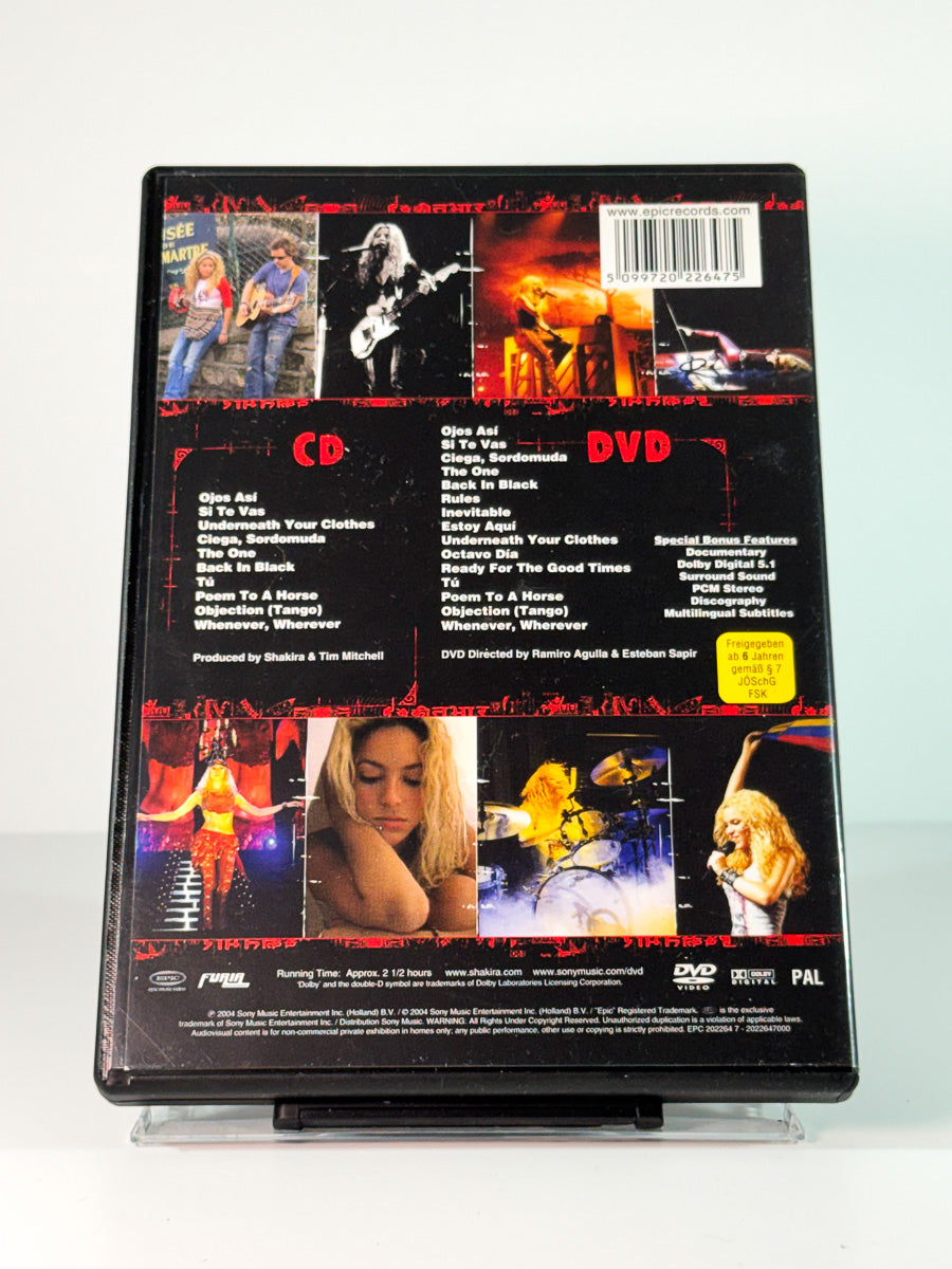 Bakside av cover til Shakira – Live & Off the Record, brukt original DVD hos Brukbar Film