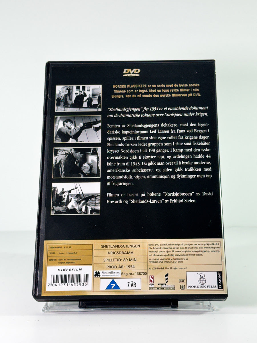 Bakside av cover til Shetlandsgjengen, bruktfilm på DVD hos Brukbar Film
