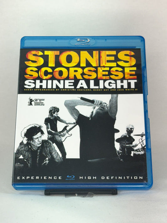 Brukt Blu-ray-film Shine a Light – forside av filmcover, musikkdokumentar på Blu-ray fra Brukbar Film