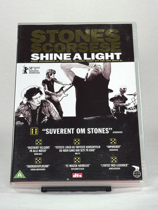 Forside av DVD-cover til Shine a Light – konsert- og dokumentarfilm med The Rolling Stones regissert av Martin Scorsese, brukt DVD fra Brukbar Film