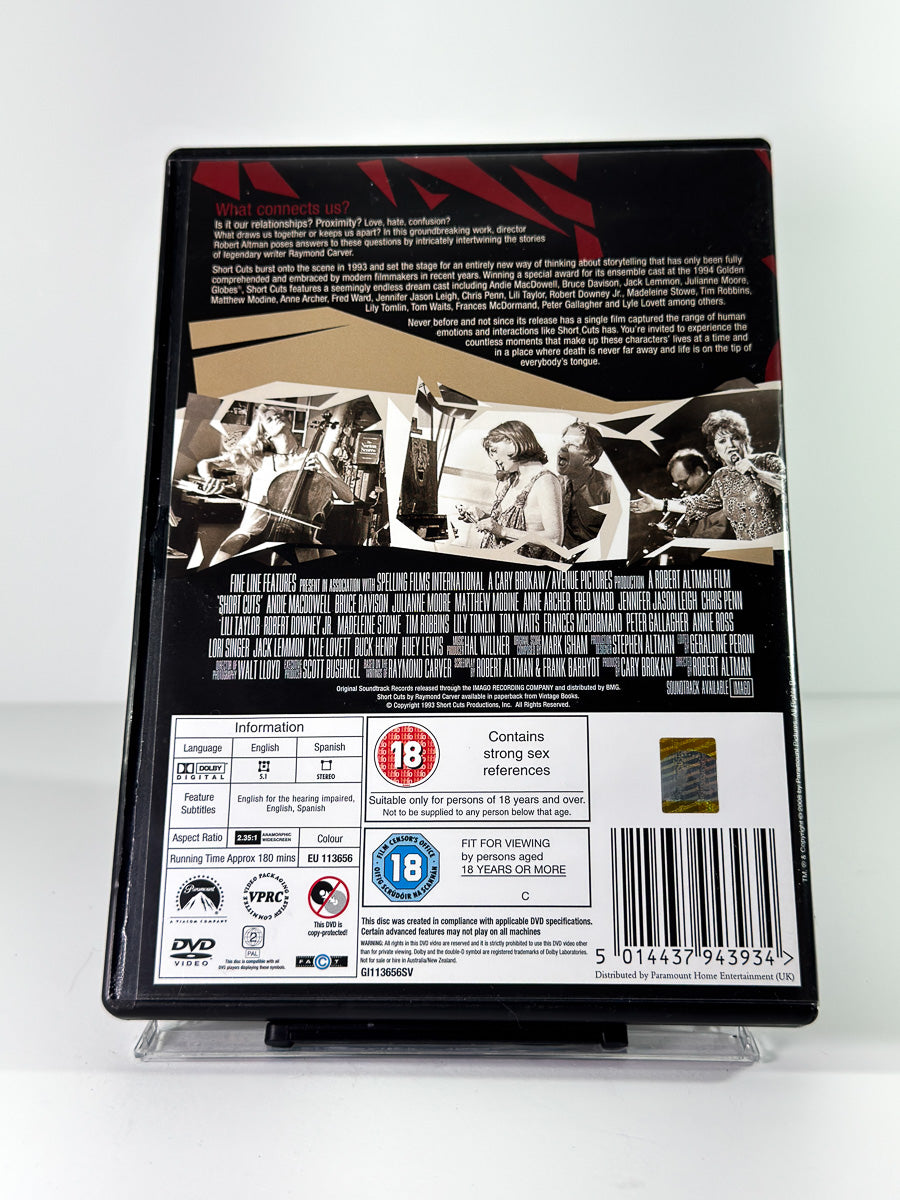 Bakside av cover til Short Cuts på DVD hos Brukbar Film