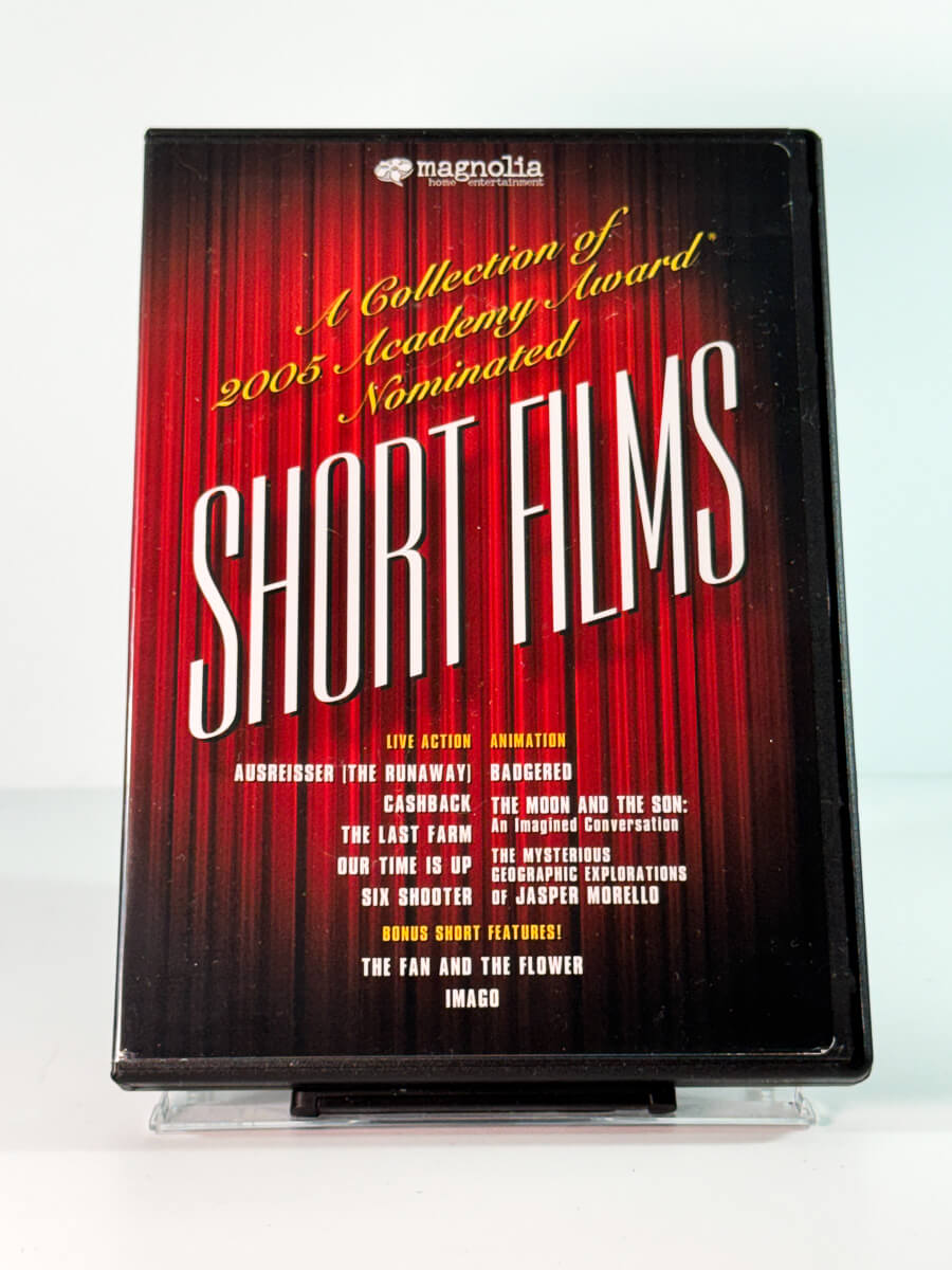 Forside av cover til short films a collection of 2005 academy award nominated, bruktfilm hos nettbutikken Brukbar Film