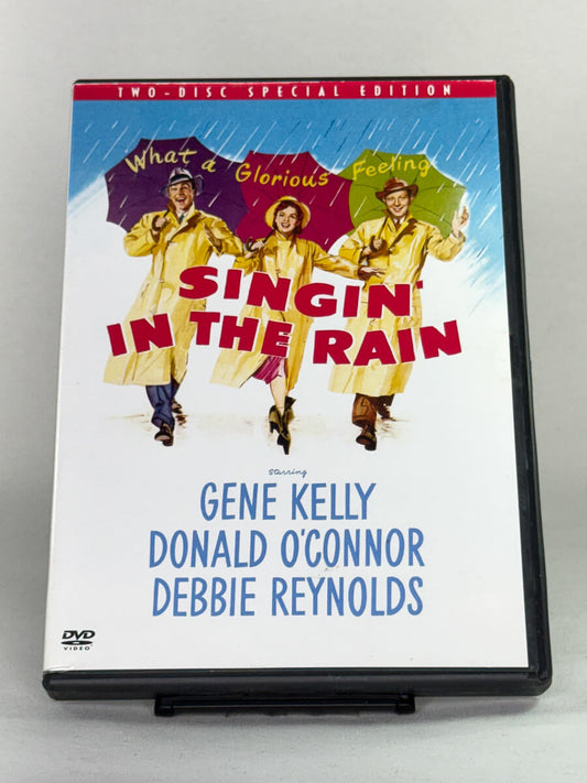Brukt DVD-film Singin’ in the Rain – forside av filmcover, musikalklassiker på brukt DVD fra Brukbar Film