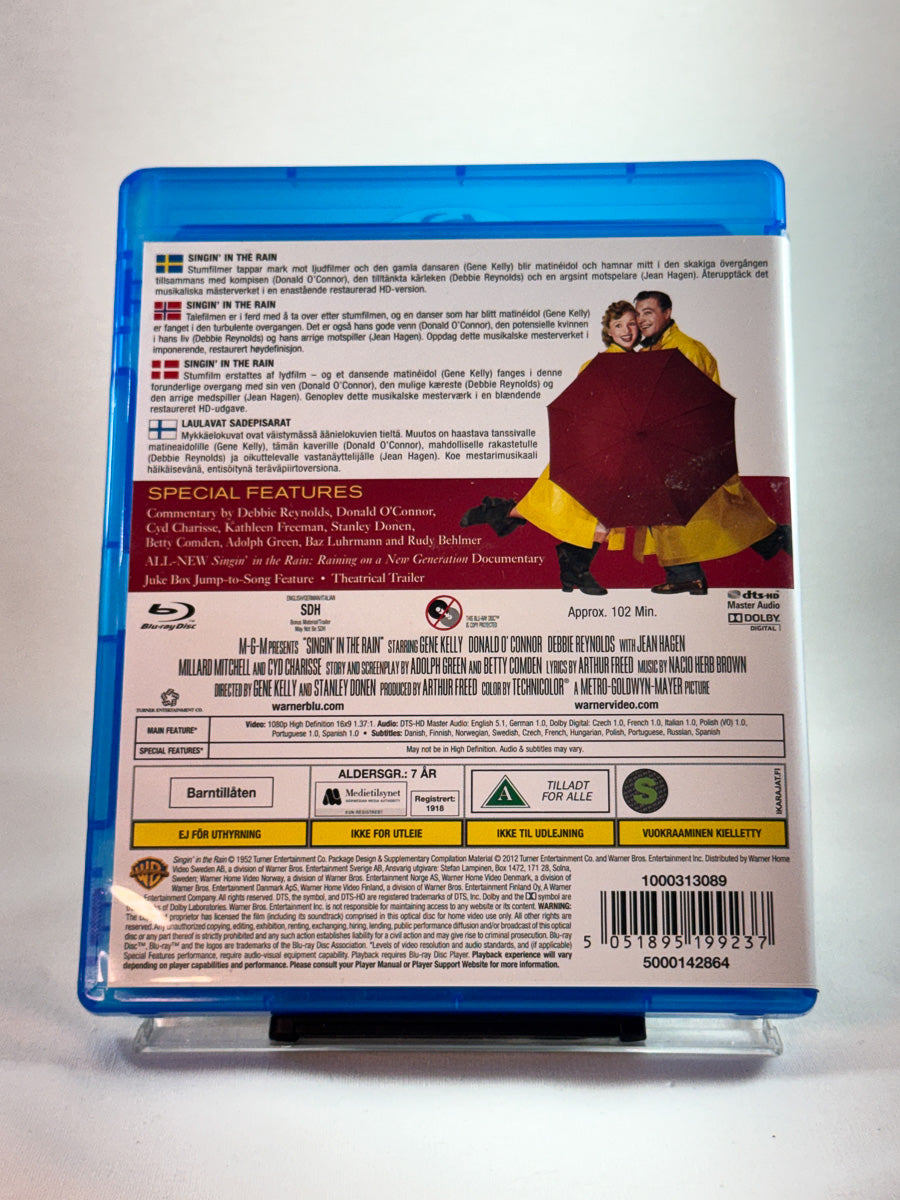 Singing in the Rain – bakside av Blu-ray-cover, tidløs Hollywood-musikal, bruktfilm hos Brukbar Film
