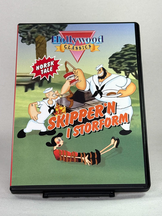 Forside av DVD-cover til tegnefilmen Skipper’n i storform – klassisk animasjon med norsk tale, brukt DVD hos Brukbar Film