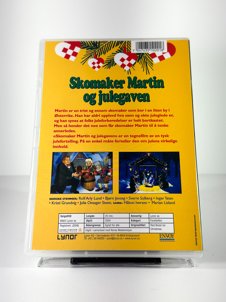 Bakside av cover til Skomaker Martin og julegaven på DVD hos Brukbar Film