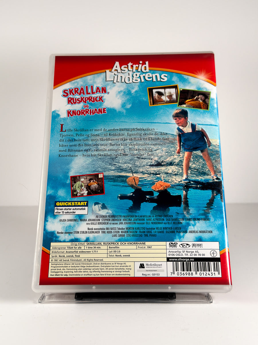 Bakside av cover til Skrållan, Ruskprick og Knorrhane på DVD