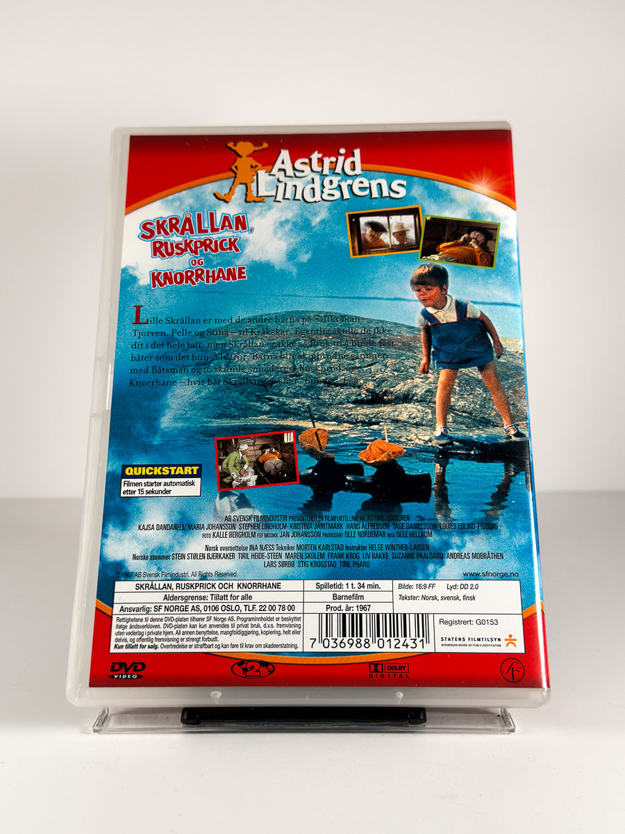 Bakside av cover til Skrållan, Ruskprick og Knorrhane på DVD
