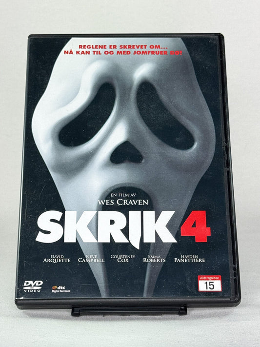 DVD-cover-forside til filmen Skrik 4 – Brukt DVD fra nettbutikken Brukbar Film