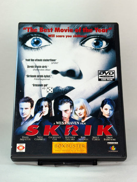 DVD-cover-forside til filmen Skrik – Brukt DVD fra nettbutikken Brukbar Film