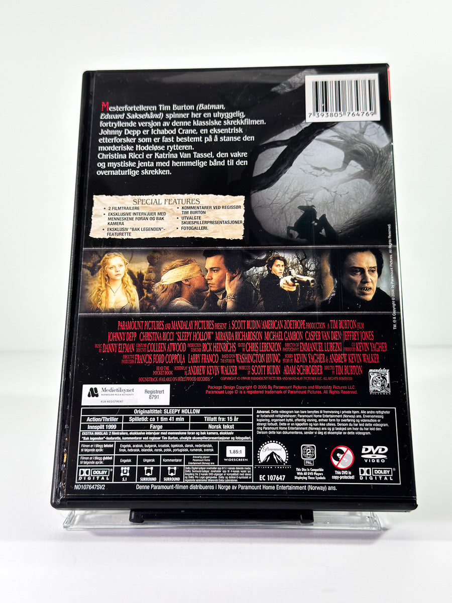 Bakside av cover til Sleepy Hollow på DVD