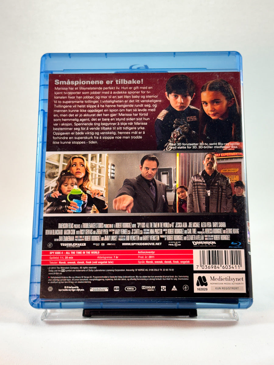 Bakside av cover til Småspioner 4, brukt Blu-ray-utgivelse hos Brukbar Film