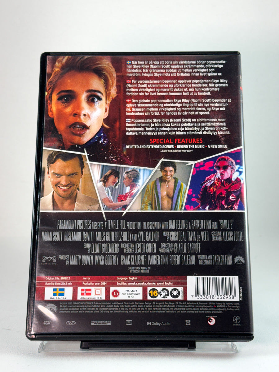 Bakside av DVD-cover til Smile 2, bruktfilm hos Brukbar Film