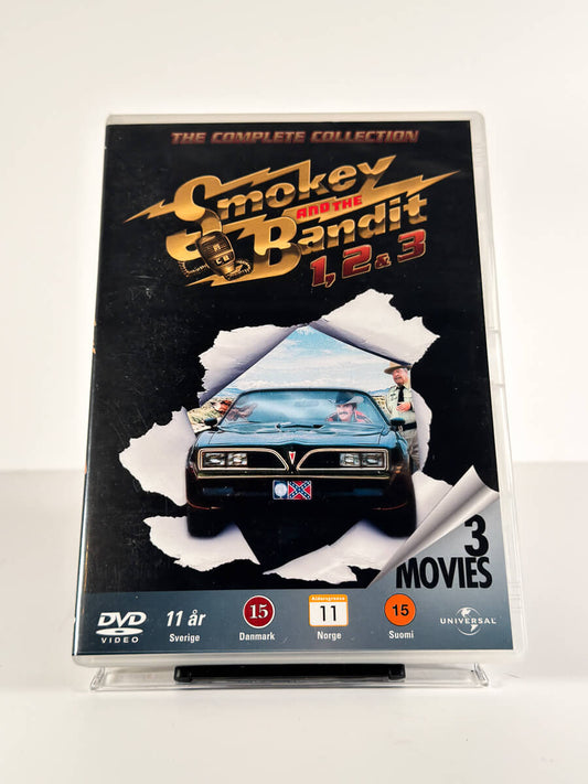 Forside av cover til Smokey and the Bandit 1, 2 & 3 – The Complete Collection på DVD