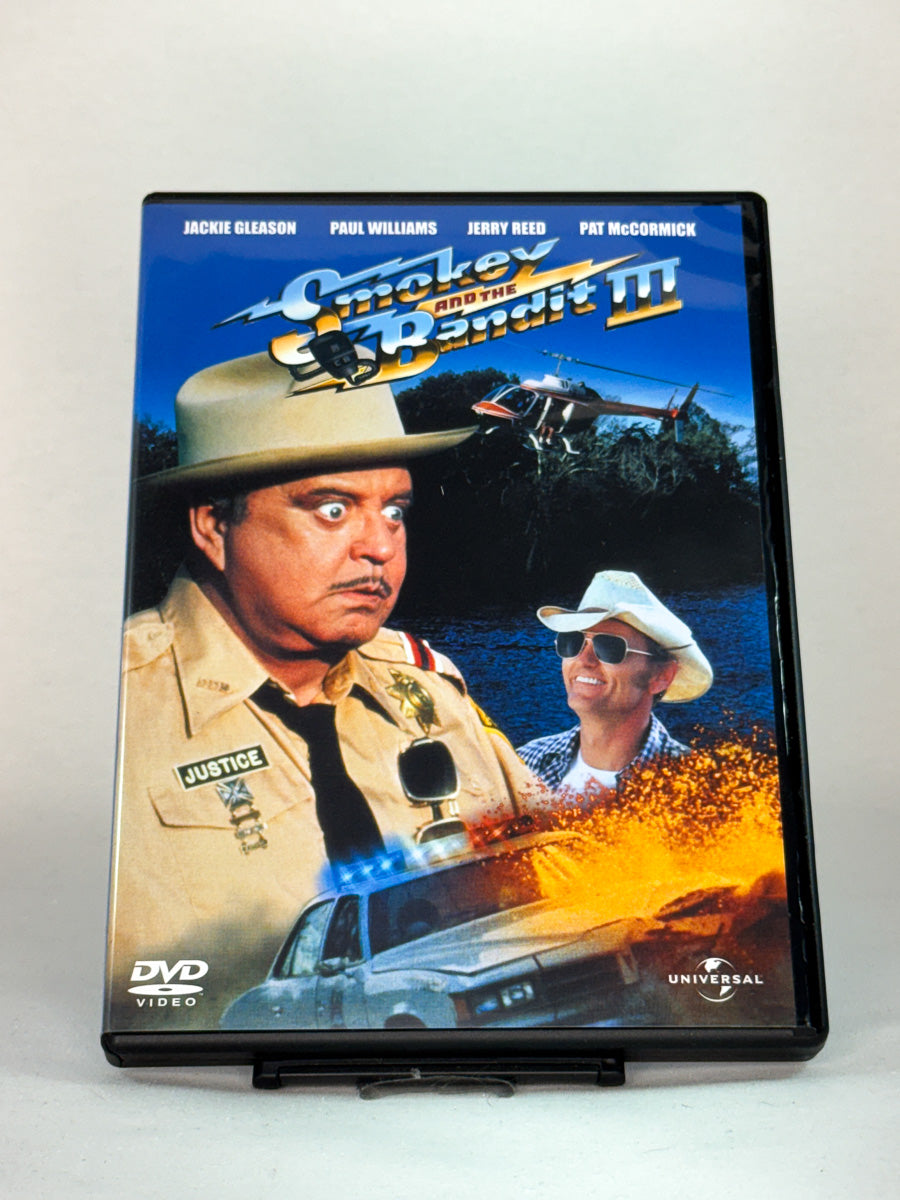 Forside av Smokey and the Bandit Part 3 (1983) med Jackie Gleason, Jerry Reed og Paul Williams – brukt DVD hos Brukbar Film