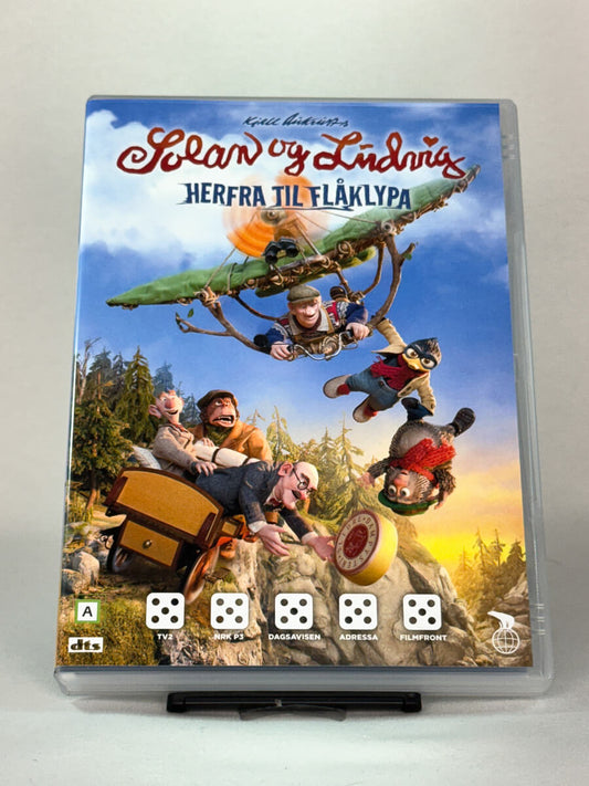 Brukt DVD-film Solan og Ludvig – Herfra til Flåklypa – forside av originalt filmcover, kjøp brukte familie- og animasjonsfilmer på DVD hos Brukbar Film