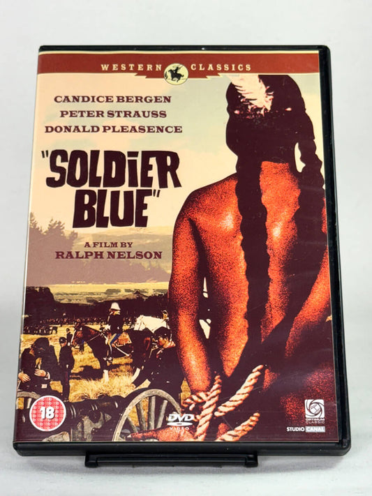Brukt DVD-film Soldier Blue – forside av originalt filmcover, kjøp brukte DVD og Blu-ray westernfilmer hos Brukbar Film