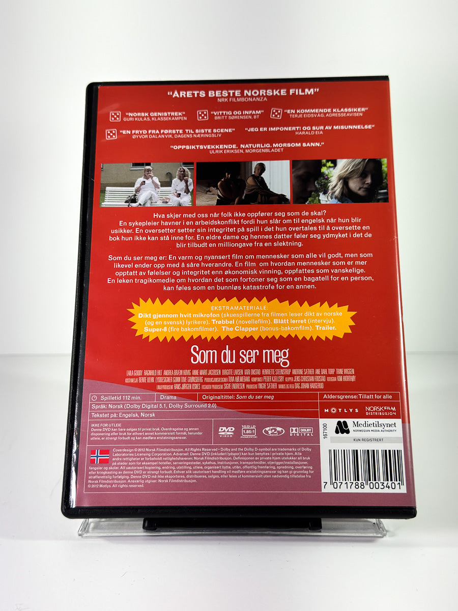 Bakside av cover til Som du ser meg på DVD