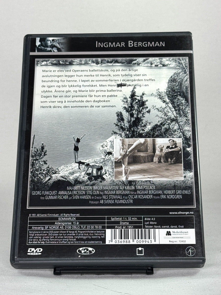 DVD-bakside til filmen Sommerlek
Baksiden viser info, spesifikasjoner og eventuell ekstratekst – produktbilde fra nettbutikken Brukbar Film