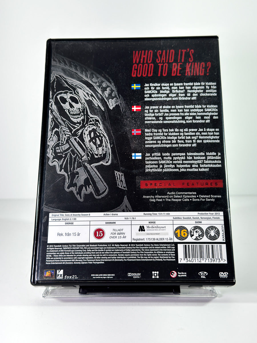 Bakside av cover til Sons of Anarchy – Season 6 på DVD