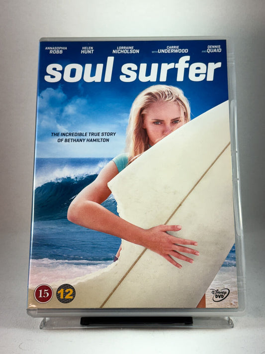 Forside av DVD-cover til filmen Soul Surfer – brukt DVD-film, inspirert av sann historie, kjøp brukte DVD-filmer hos Brukbar Film