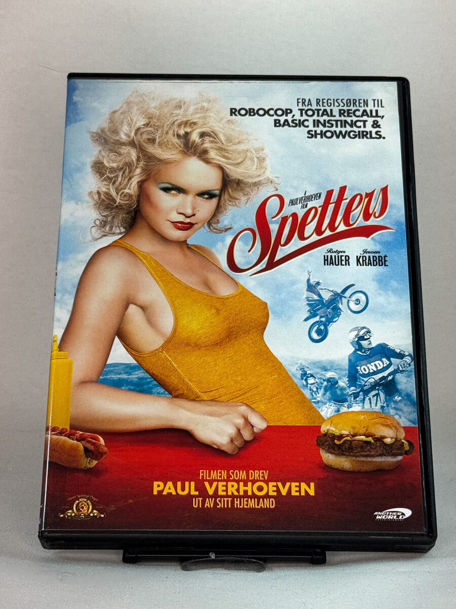 Forside av DVD-cover til Spetters, bruktfilm på DVD hos Brukbar Film