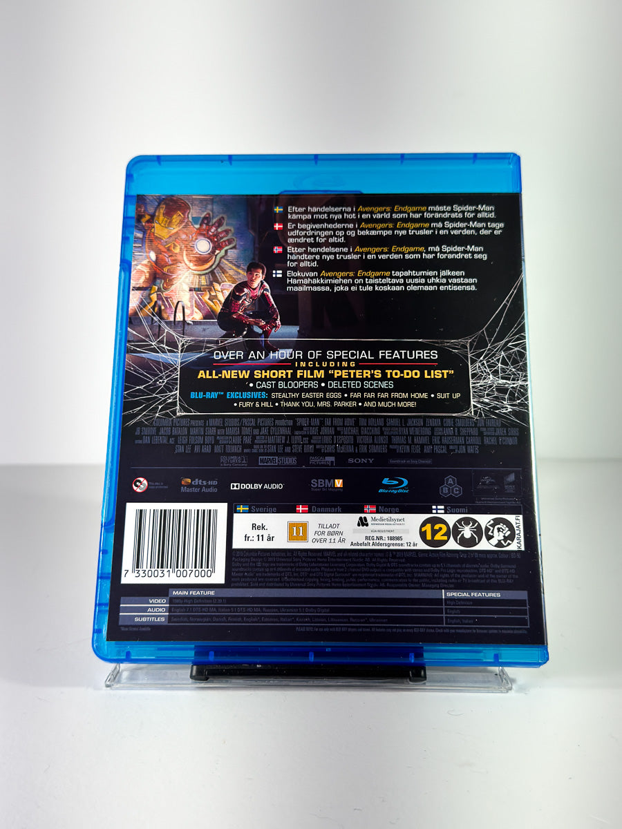 Bakside av cover til Spider-Man: Far from Home på Blu-ray
