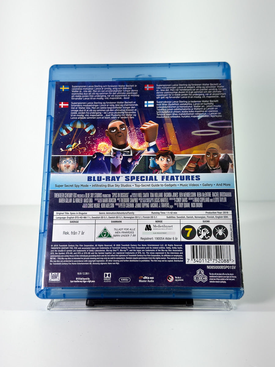 Bakside av cover til Spies in Disguise på Blu-ray