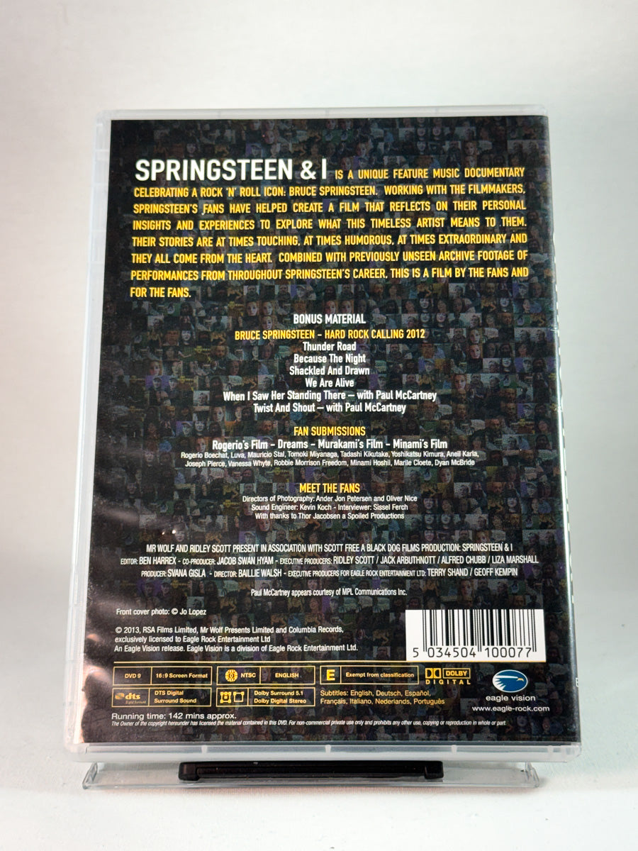 Bakside av cover til Springsteen & I, bruktfilm på DVD hos Brukbar Film