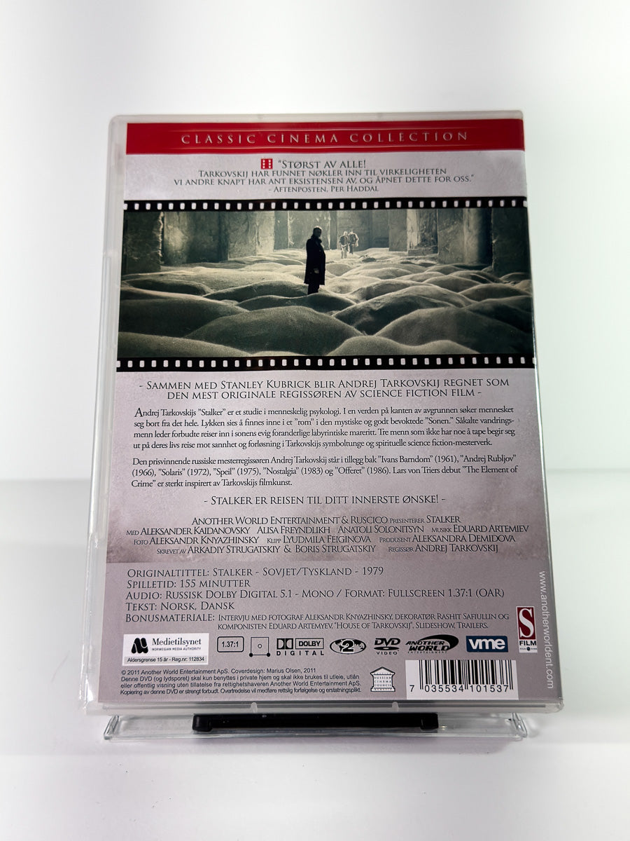 Bakside av cover til Stalker, brukt original DVD hos Brukbar Film