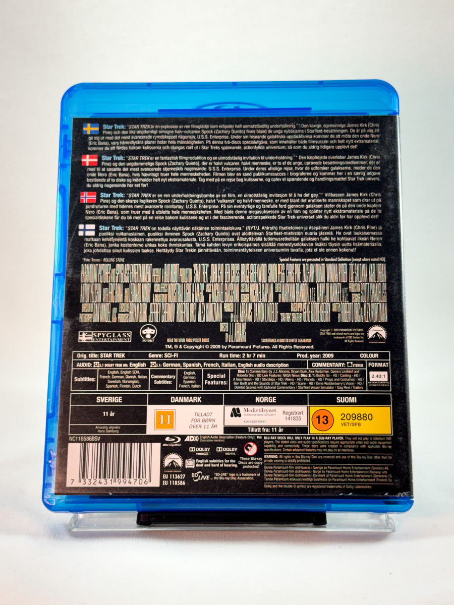 Bakside av cover til Star Trek, brukt Blu-ray-utgivelse hos Brukbar Film