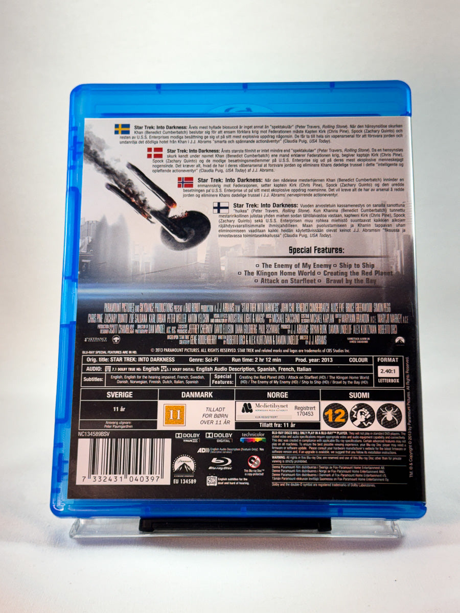 Star Trek Into Darkness – bakside av Blu-ray-cover, actionfylt science fiction-film, bruktfilm hos Brukbar Film