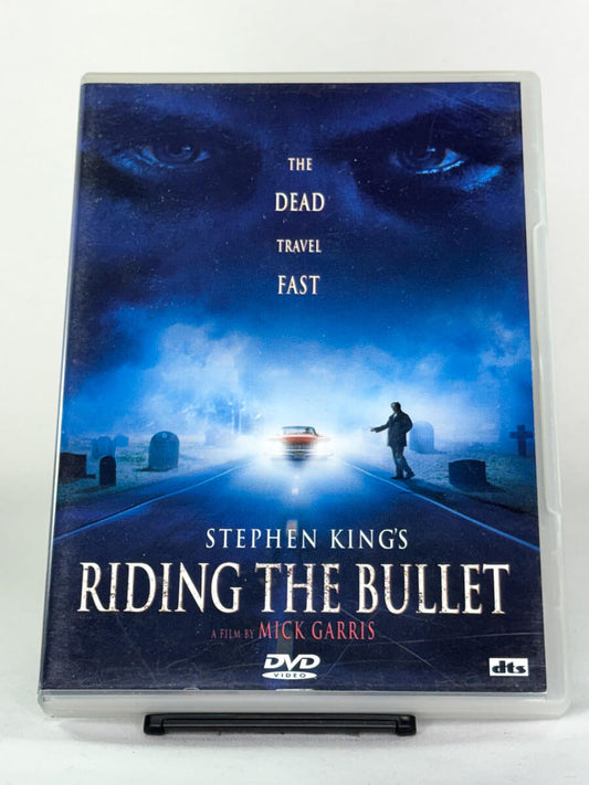 Forside av DVD-cover til Stephen King’s Riding the Bullet – film basert på bok, brukt DVD fra Brukbar Film.
