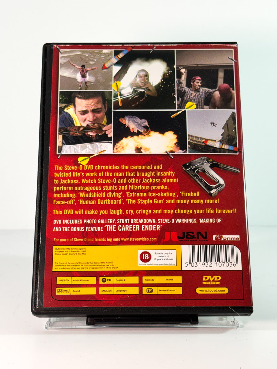 Bakside av cover til steve o dont try this at home, brukt original DVD hos Brukbar Film