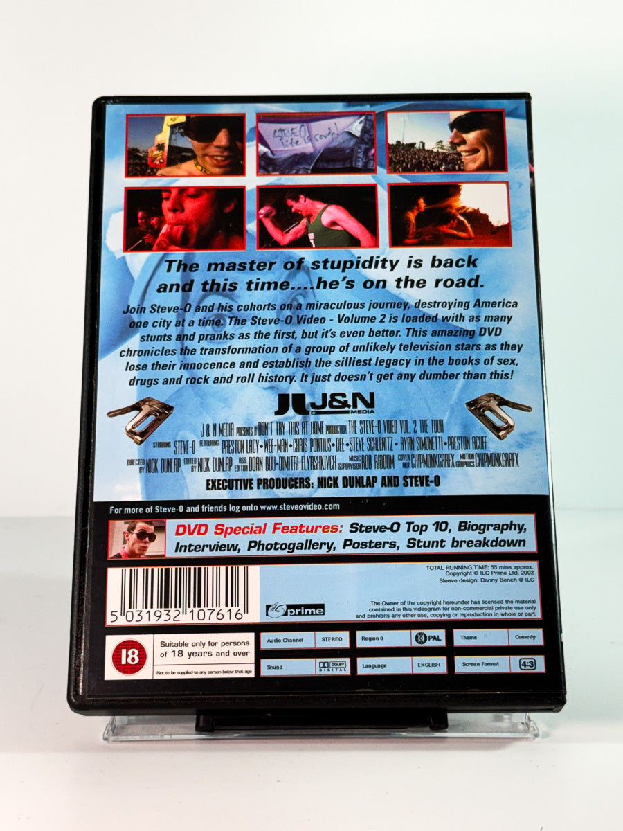 Bakside av cover til steve o dont try this at home part two the tour, brukt DVD hos Brukbar Film
