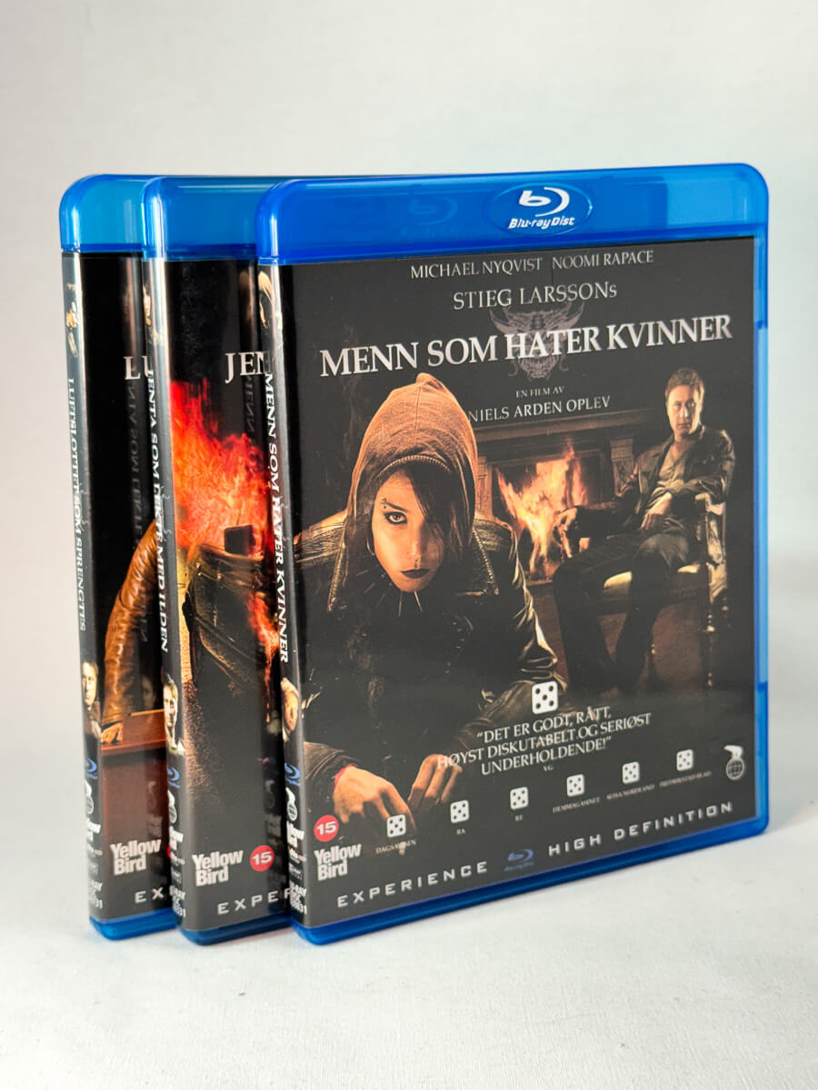 Stieg Larsson – Millennium filmtrilogien samlet, brukte Blu-ray filmer hos Brukbar Film